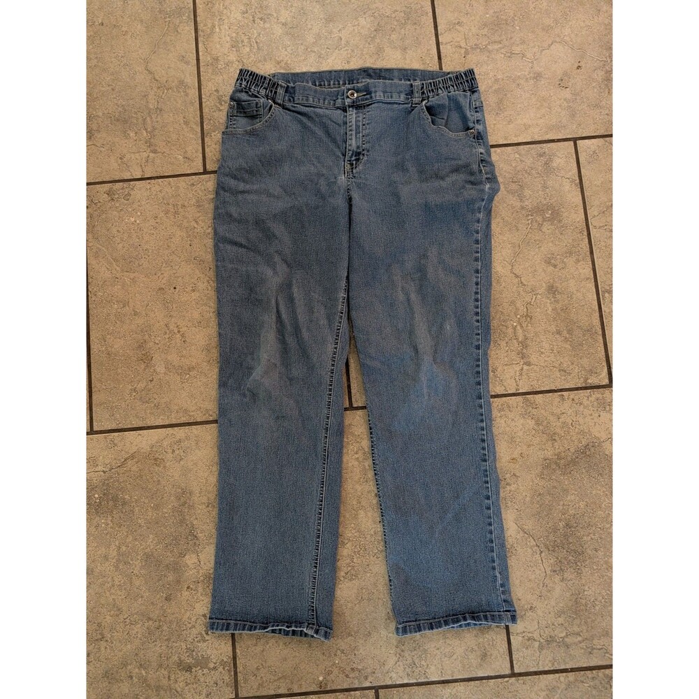 Essentials Women's Plus Jeans 14/16W Light Wash Ramie Cotton Blend Straight